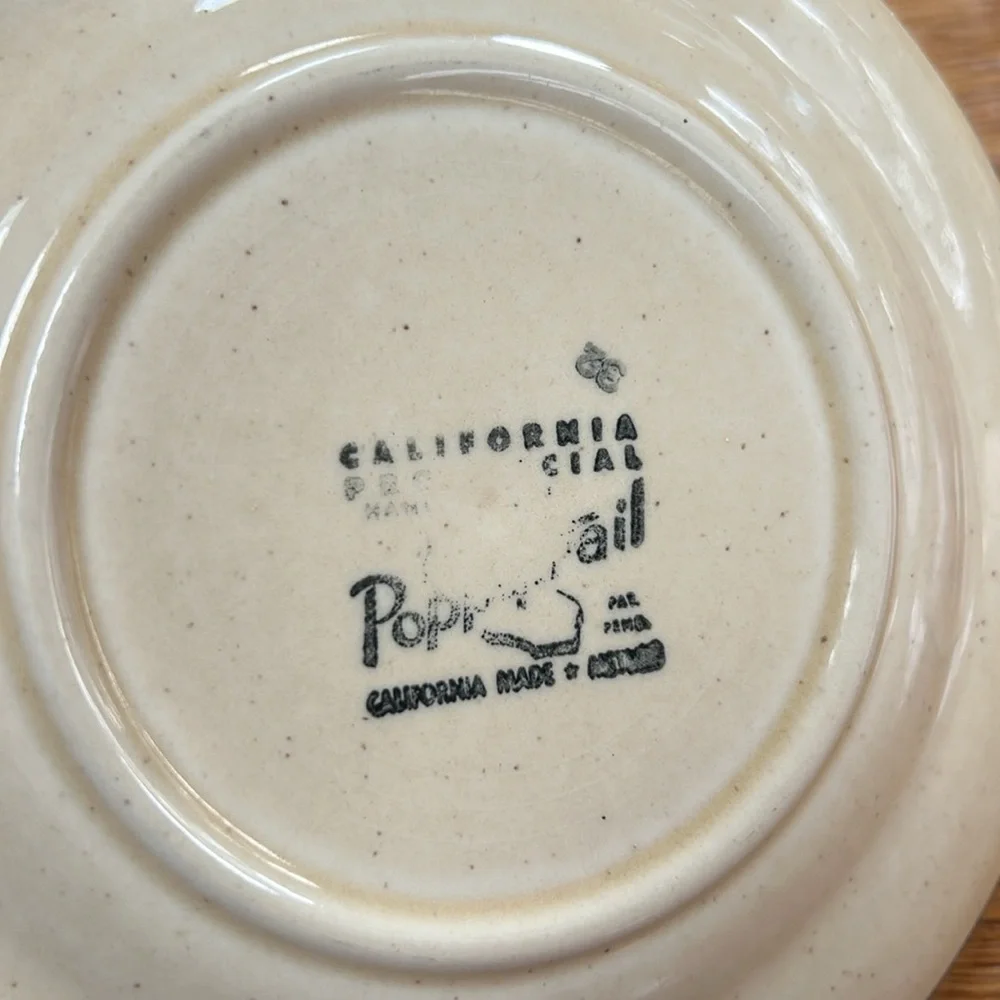 Vintage Metlox Poppytrail bread plates in California Provincial Rooster pattern.